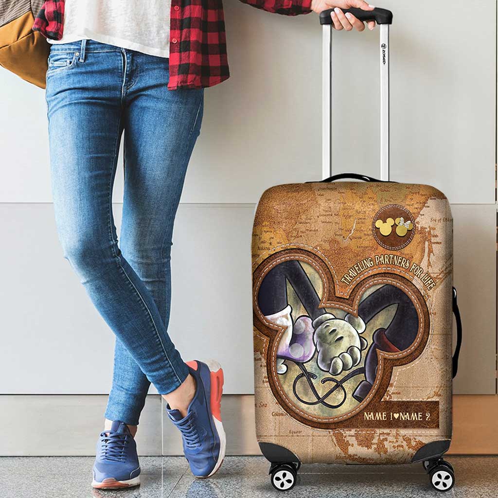 Personalized Travel Luggage Cover Custom Name Gift for Couples Luggage Cover GradoCreations