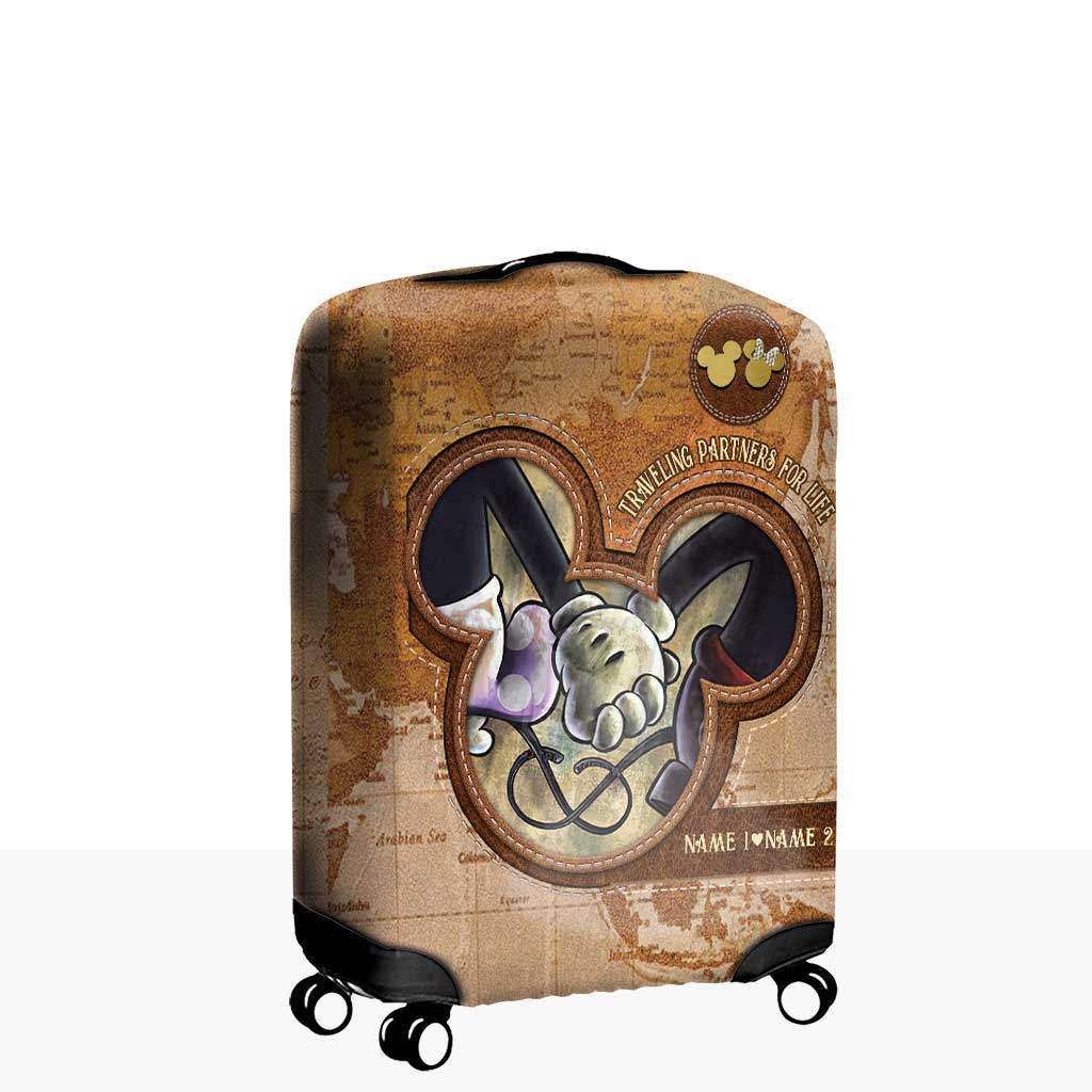Personalized Travel Luggage Cover Custom Name Gift for Couples Luggage Cover GradoCreations