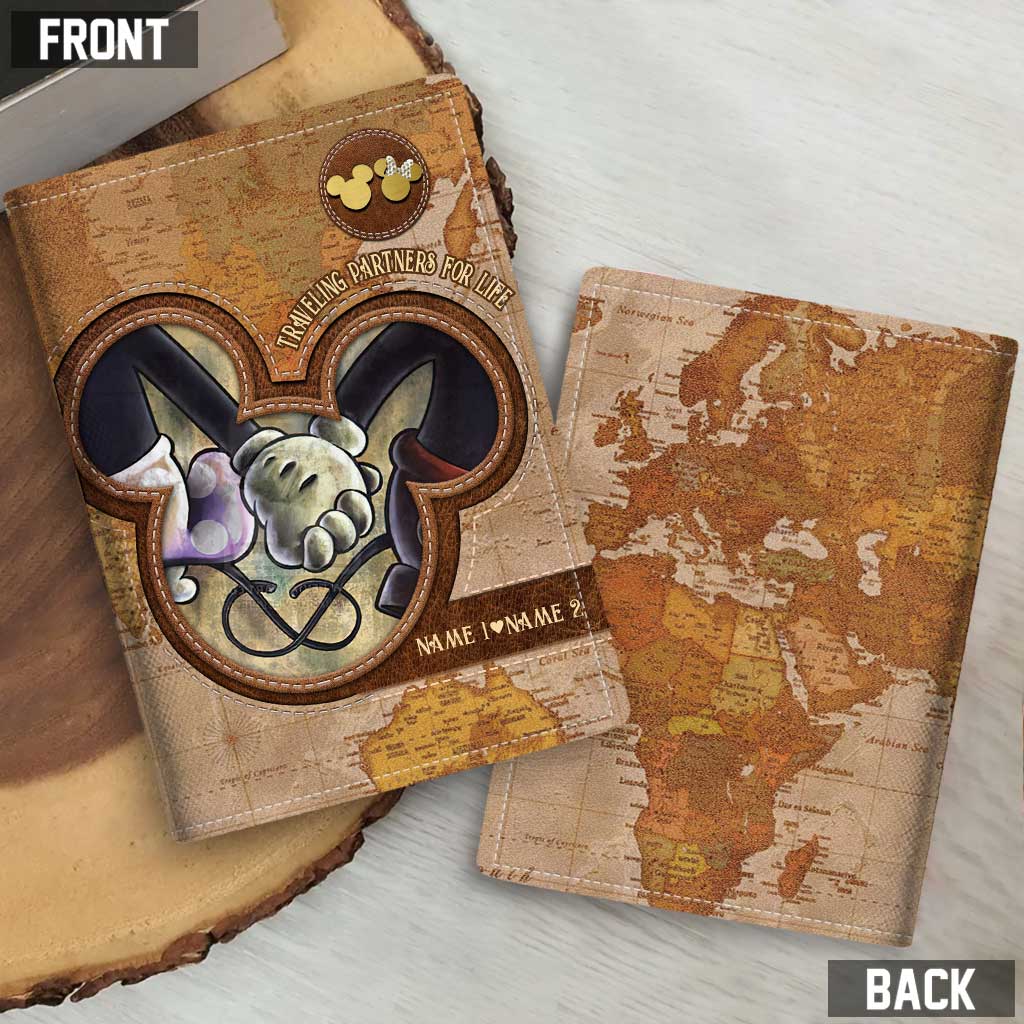 Personalized Mouse Design Passport Holder Custom Names Gift for Couples Passport Holder GradoCreations