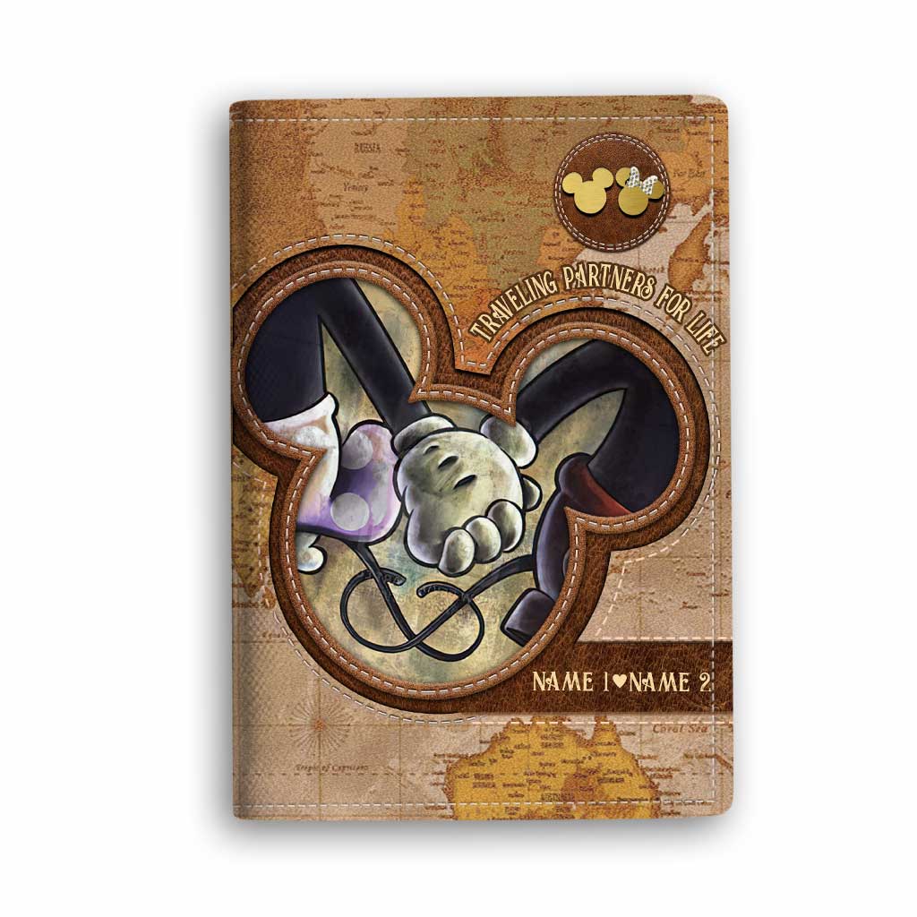 Personalized Mouse Design Passport Holder Custom Names Gift for Couples Passport Holder GradoCreations