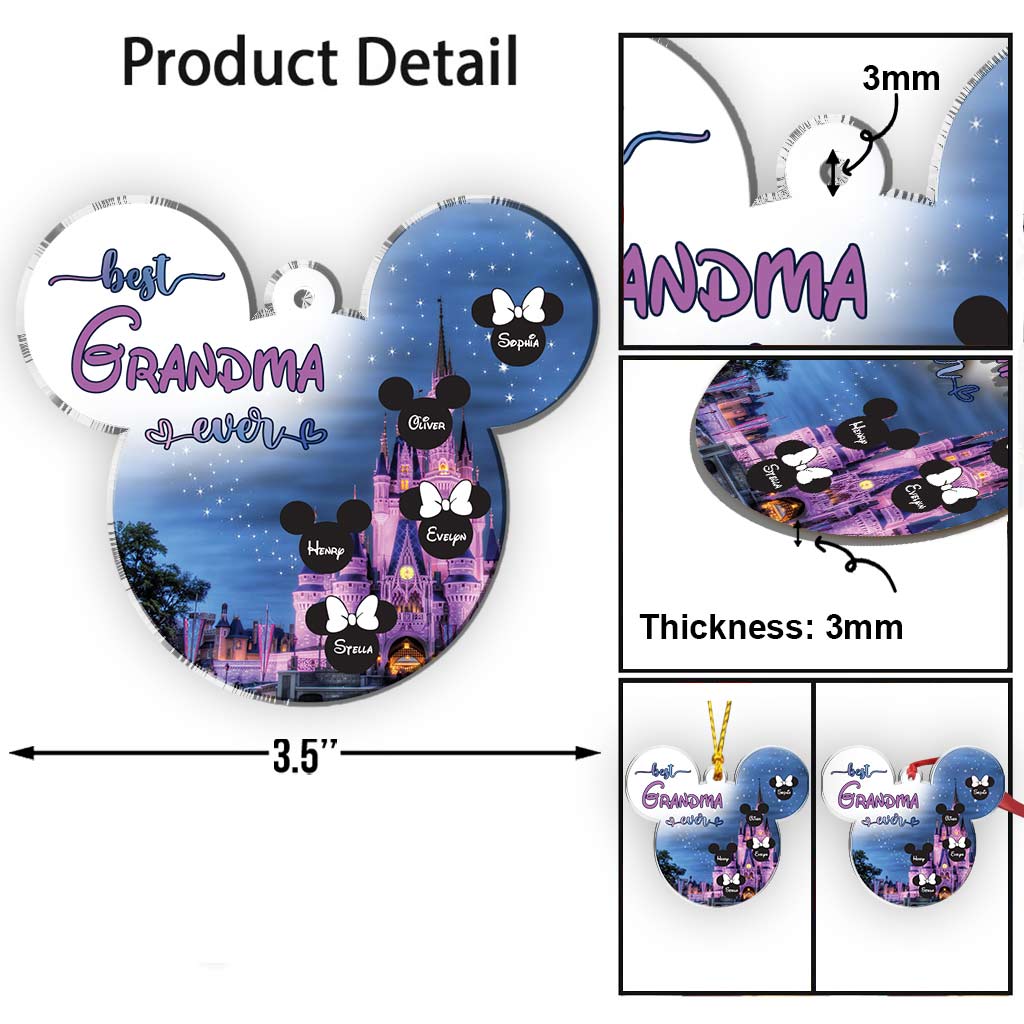 Personalized Transparent Christmas Ornament for Grandma | Custom Name Gift One-sided Ornament GradoCreations