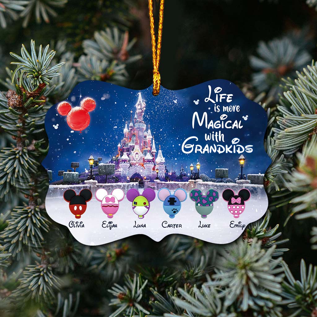 Personalized Christmas Ornament for Grandma with Grandkids Names - Custom Double-Sided Design Ornament GradoCreations