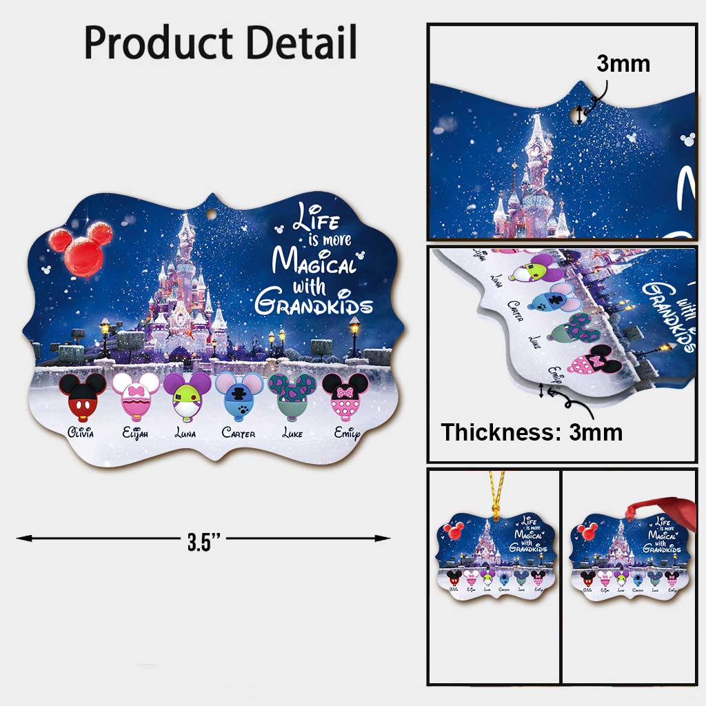 Personalized Christmas Ornament for Grandma with Grandkids Names - Custom Double-Sided Design Ornament GradoCreations