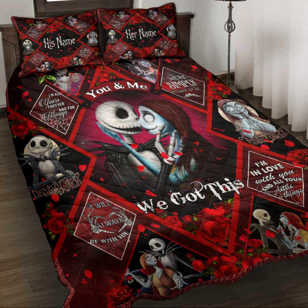 Personalized Nightmare Quilt Set with Custom Names for Couples - Unique Wedding Gift Quilt Set GradoCreations