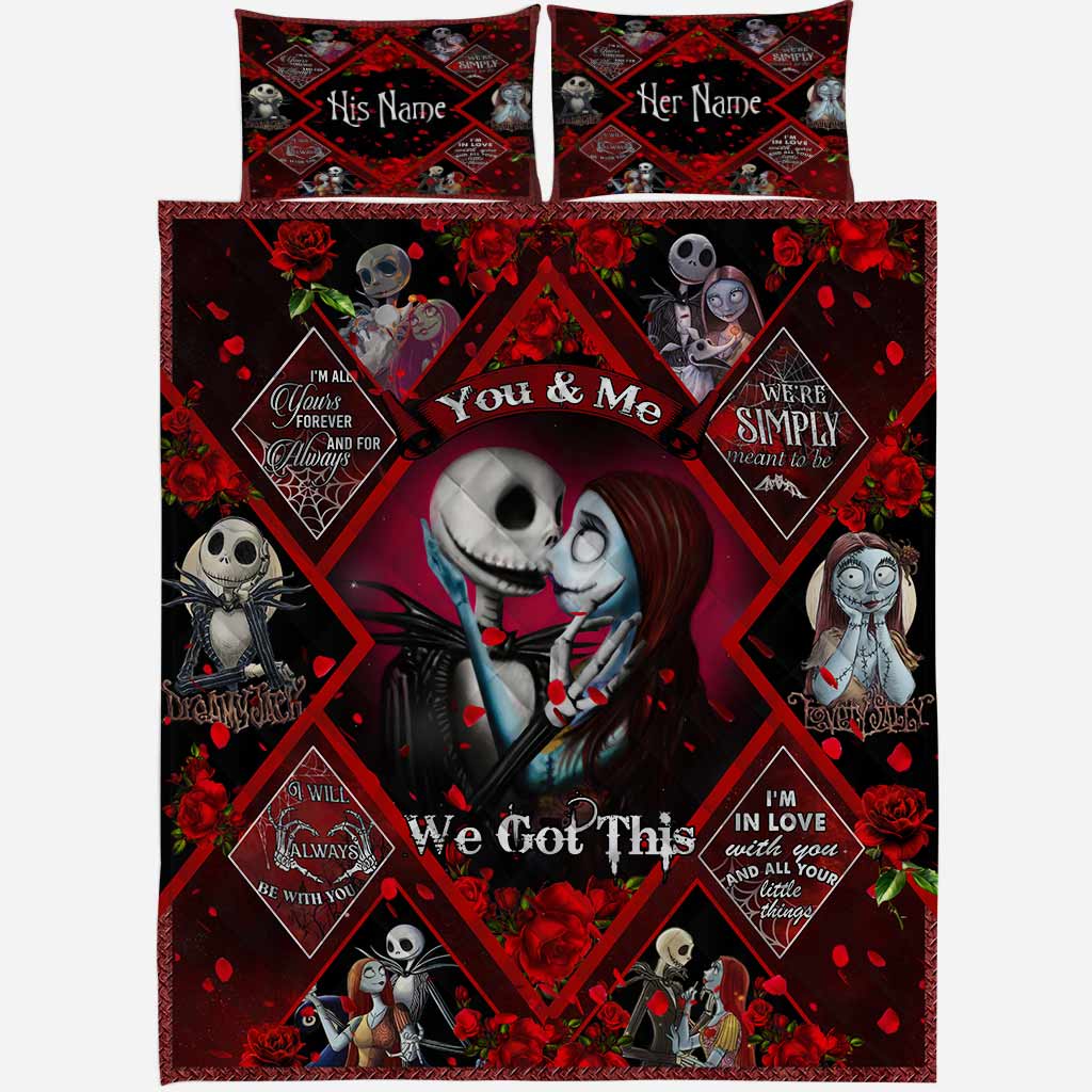 Personalized Nightmare Quilt Set with Custom Names for Couples - Unique Wedding Gift Quilt Set GradoCreations