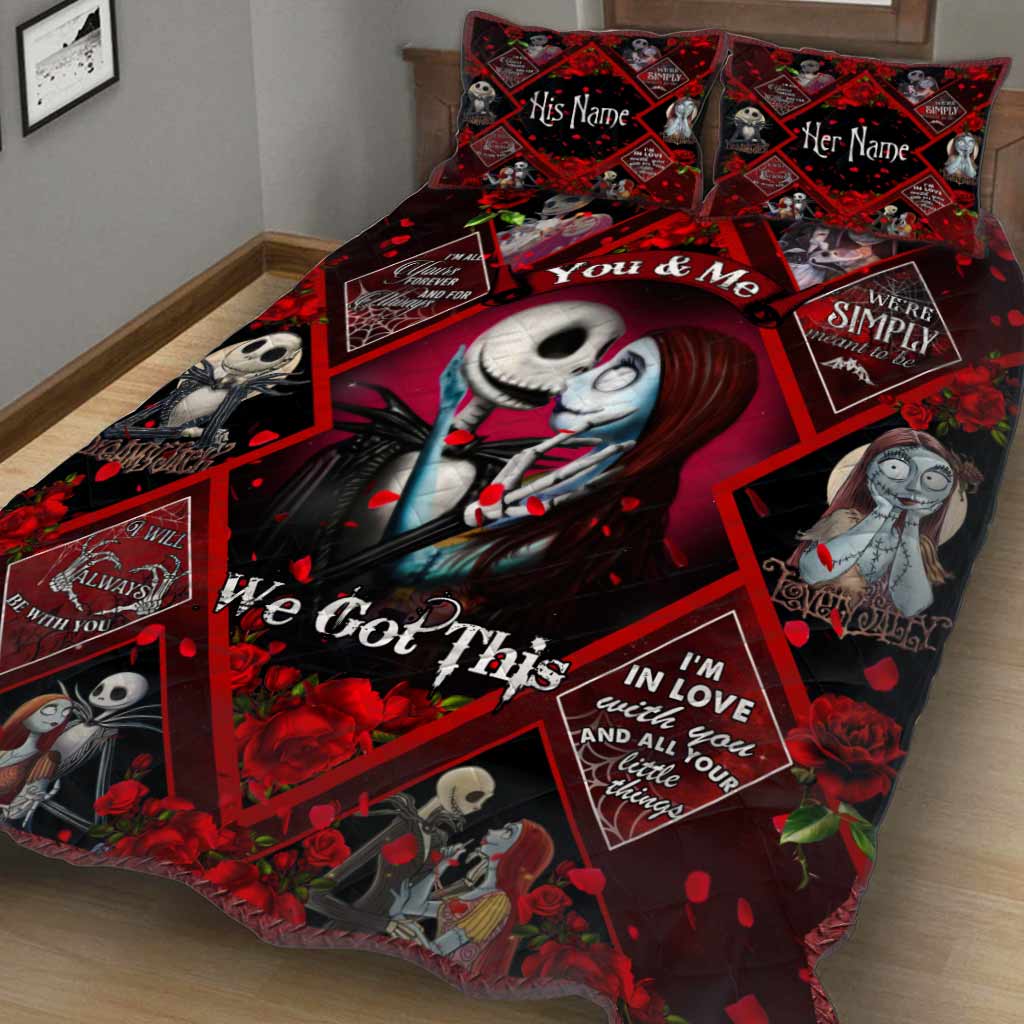 Personalized Nightmare Quilt Set with Custom Names for Couples - Unique Wedding Gift Quilt Set GradoCreations