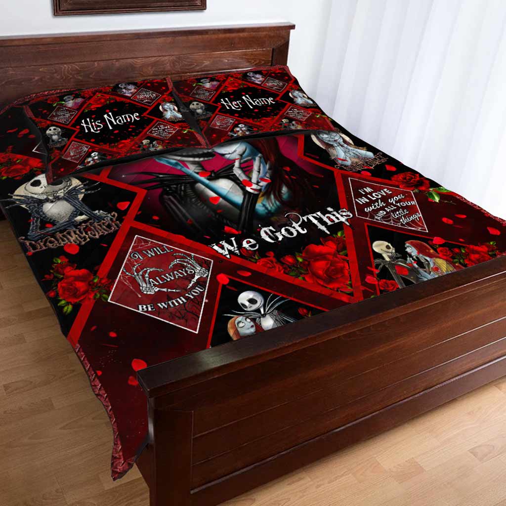 Personalized Nightmare Quilt Set with Custom Names for Couples - Unique Wedding Gift Quilt Set GradoCreations
