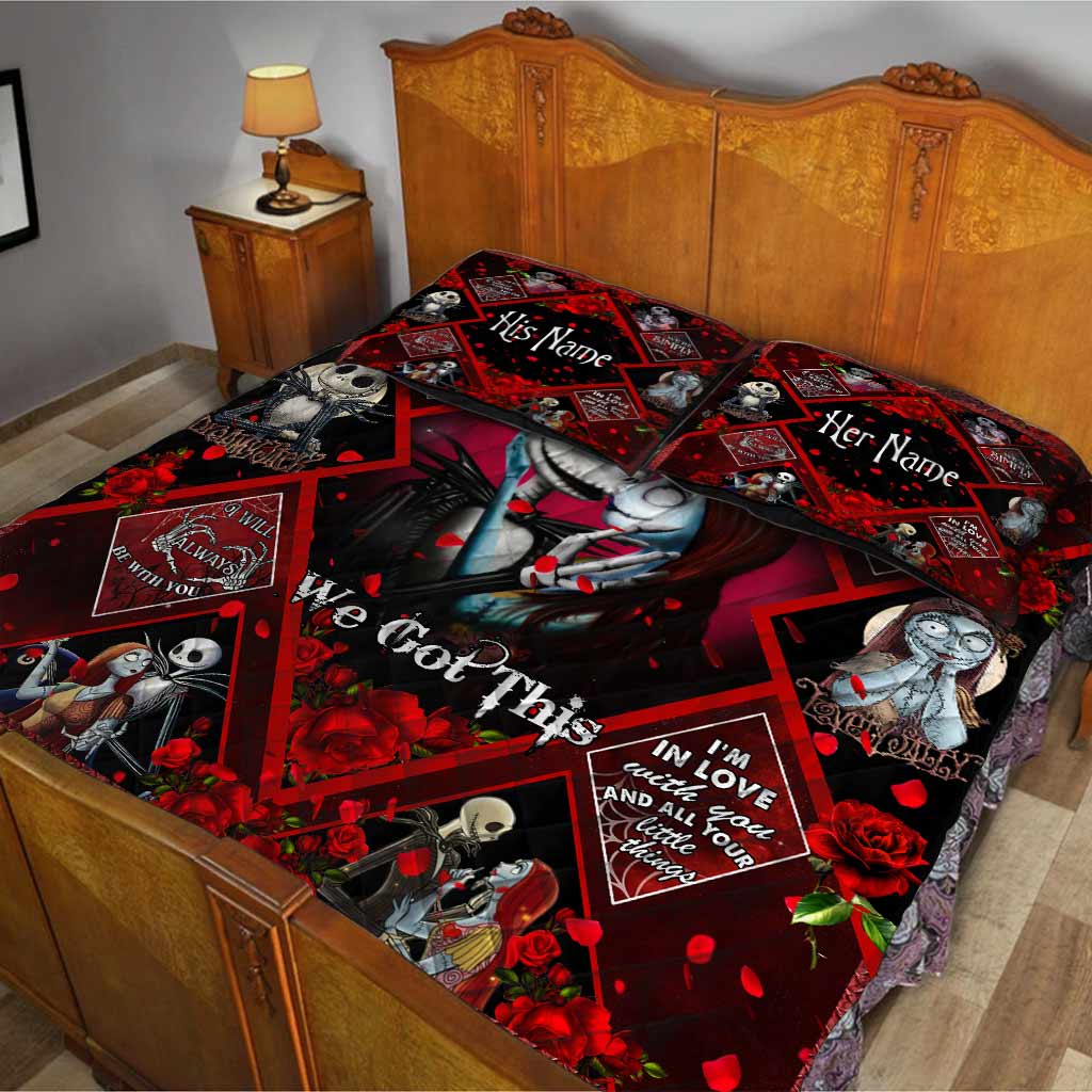 Personalized Nightmare Quilt Set with Custom Names for Couples - Unique Wedding Gift Quilt Set GradoCreations