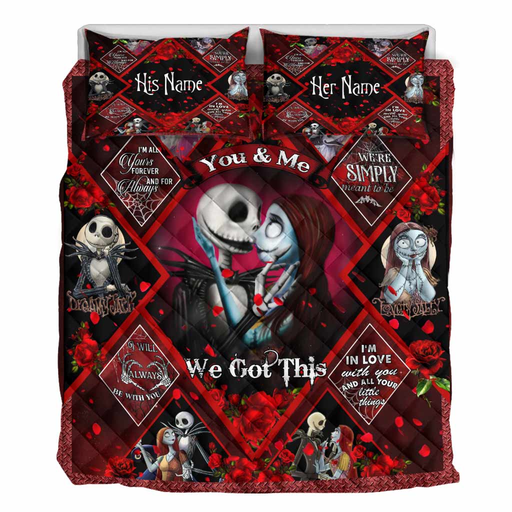 Personalized Nightmare Quilt Set with Custom Names for Couples - Unique Wedding Gift Quilt Set GradoCreations