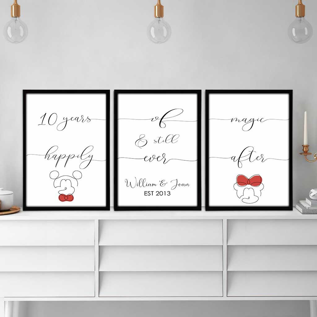 Personalized Mickey Mouse Poster & Canvas Set Custom Couple Gift Poster & Canvas Set GradoCreations