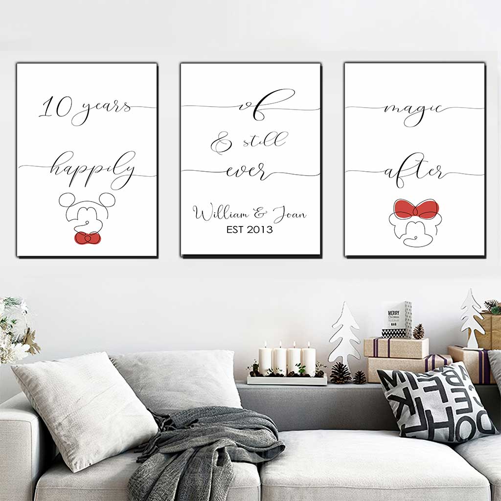 Personalized Mickey Mouse Poster & Canvas Set Custom Couple Gift Poster & Canvas Set GradoCreations