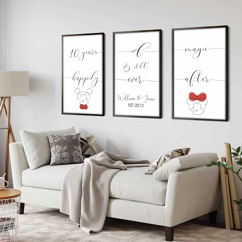 Personalized Mickey Mouse Poster & Canvas Set Custom Couple Gift Poster & Canvas Set GradoCreations