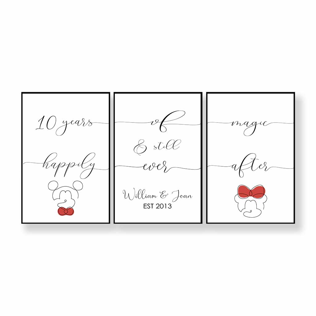 Personalized Mickey Mouse Poster & Canvas Set Custom Couple Gift Poster & Canvas Set GradoCreations