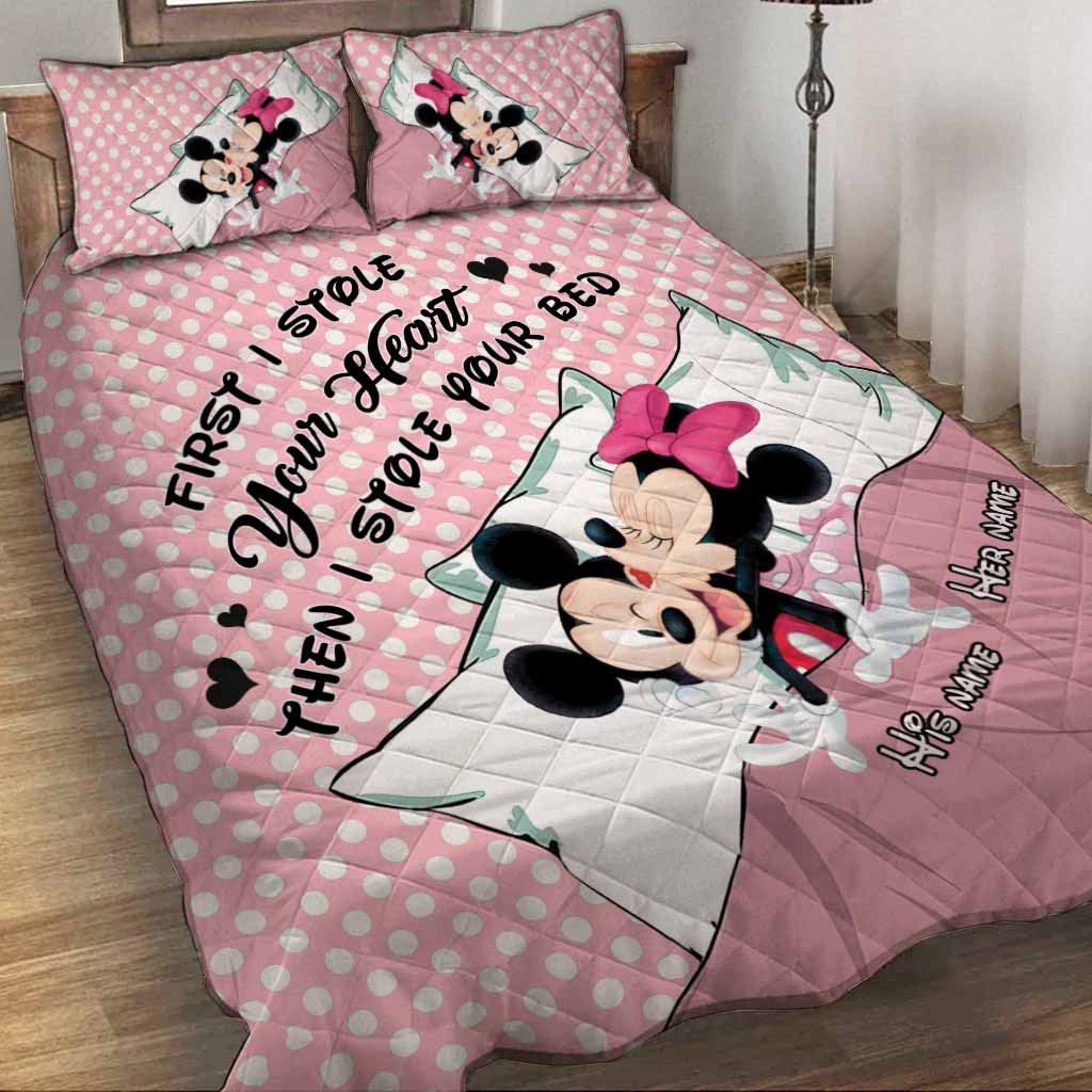 Personalized Minnie Mouse Quilt Set Custom Name Gift for Couples Quilt Set GradoCreations