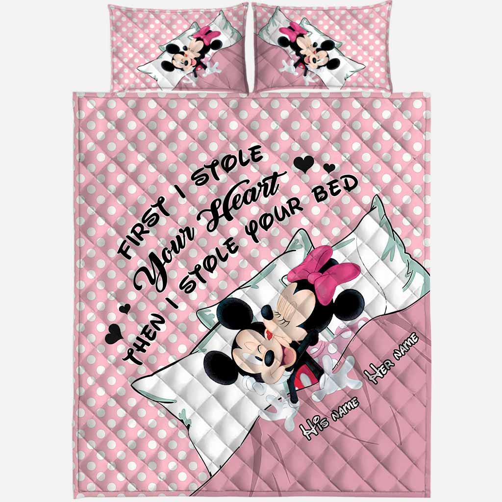 Personalized Minnie Mouse Quilt Set Custom Name Gift for Couples Quilt Set GradoCreations
