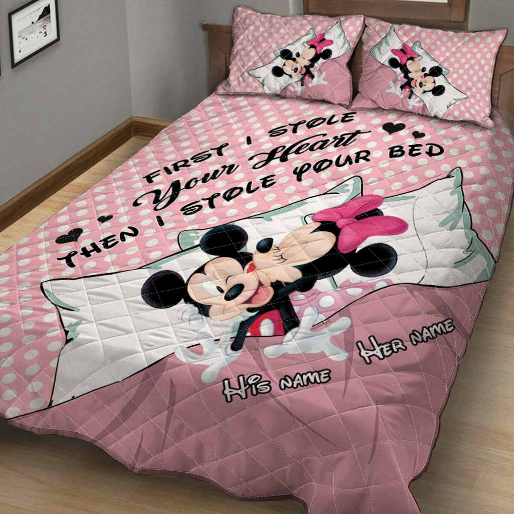Personalized Minnie Mouse Quilt Set Custom Name Gift for Couples Quilt Set GradoCreations