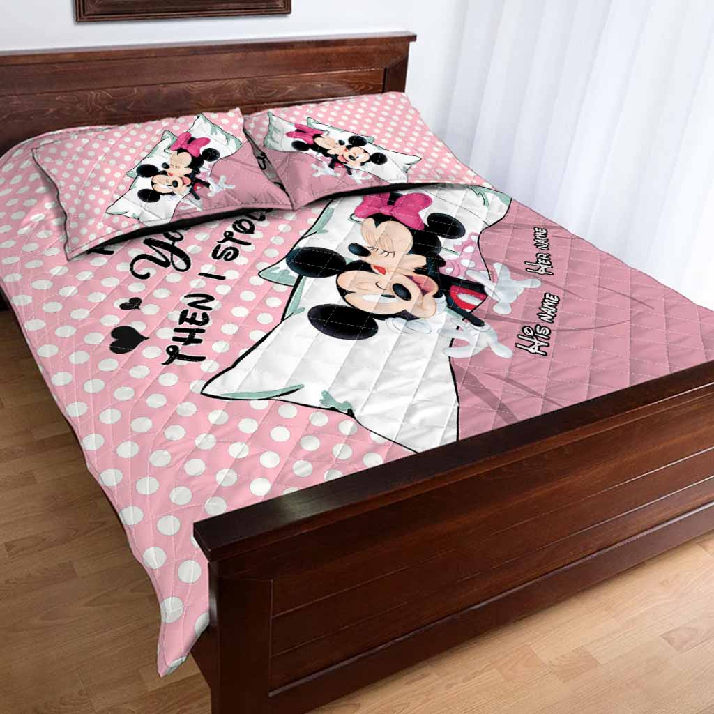 Personalized Minnie Mouse Quilt Set Custom Name Gift for Couples Quilt Set GradoCreations