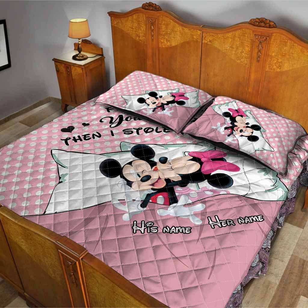 Personalized Minnie Mouse Quilt Set Custom Name Gift for Couples Quilt Set GradoCreations