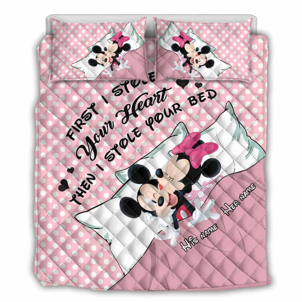 Personalized Minnie Mouse Quilt Set Custom Name Gift for Couples Quilt Set GradoCreations