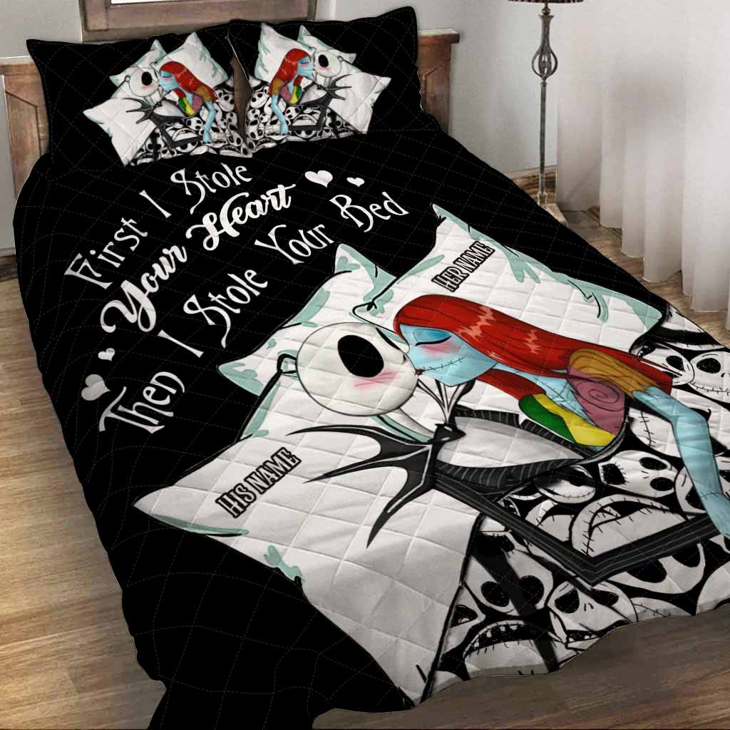 Personalized Nightmare Before Christmas Quilt Set with Custom Names for Couples Quilt Set GradoCreations