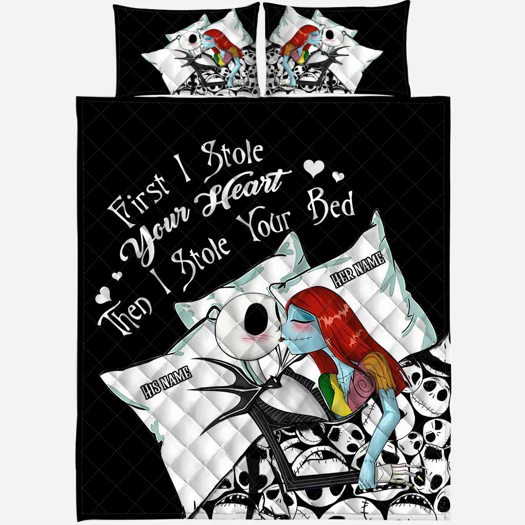 Personalized Nightmare Before Christmas Quilt Set with Custom Names for Couples Quilt Set GradoCreations
