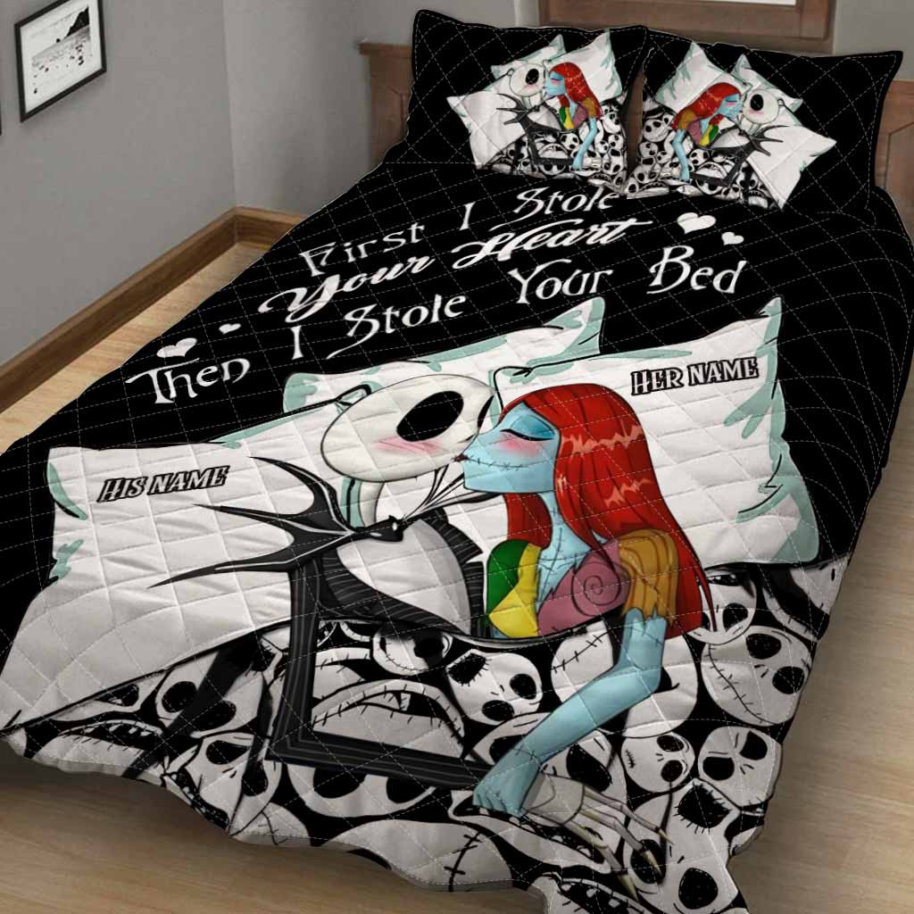Personalized Nightmare Before Christmas Quilt Set with Custom Names for Couples Quilt Set GradoCreations