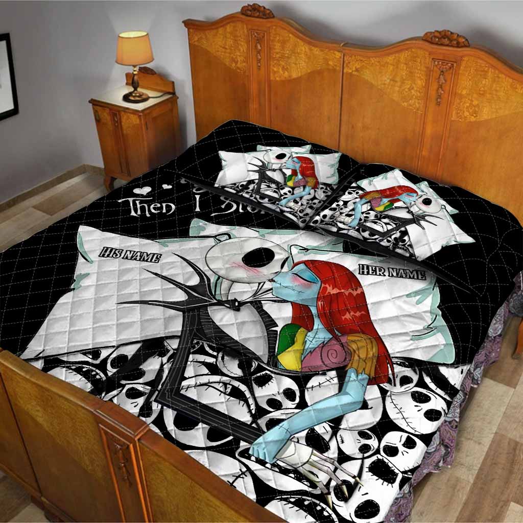 Personalized Nightmare Before Christmas Quilt Set with Custom Names for Couples Quilt Set GradoCreations
