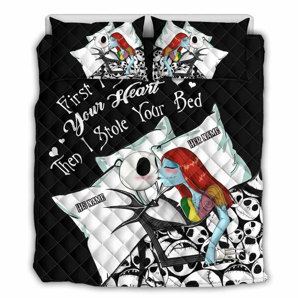 Personalized Nightmare Before Christmas Quilt Set with Custom Names for Couples Quilt Set GradoCreations