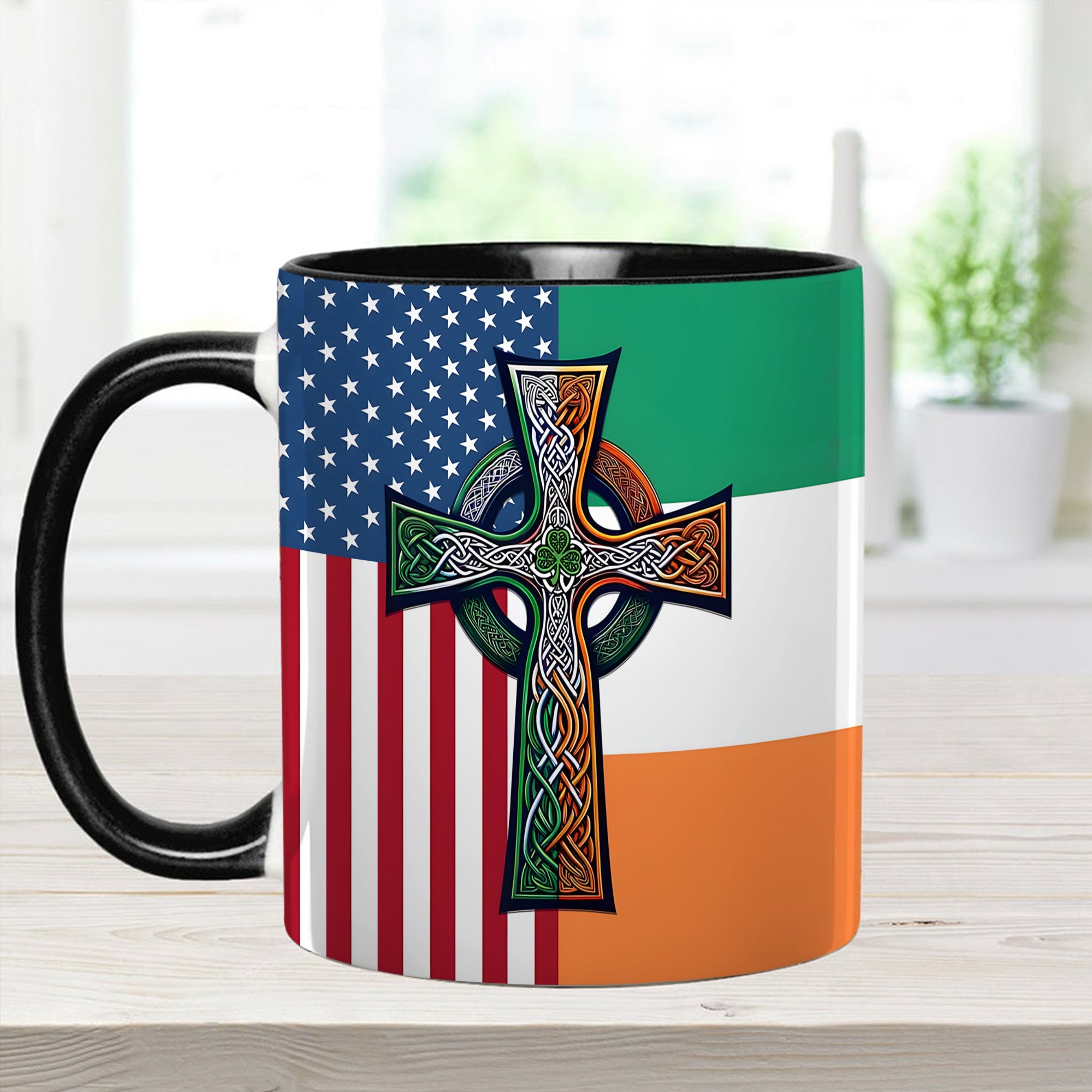 Personalized Irish-American Celtic Cross Accent Mug Gift GradoCreations