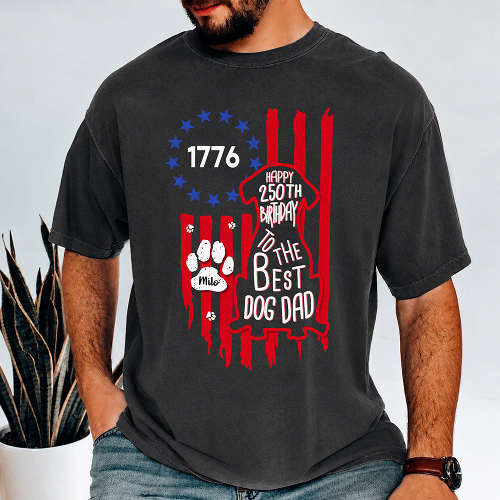Personalized Dog Dad Comfort Shirt USA Flag Gift for Father Comfort Shirt Back GradoCreations