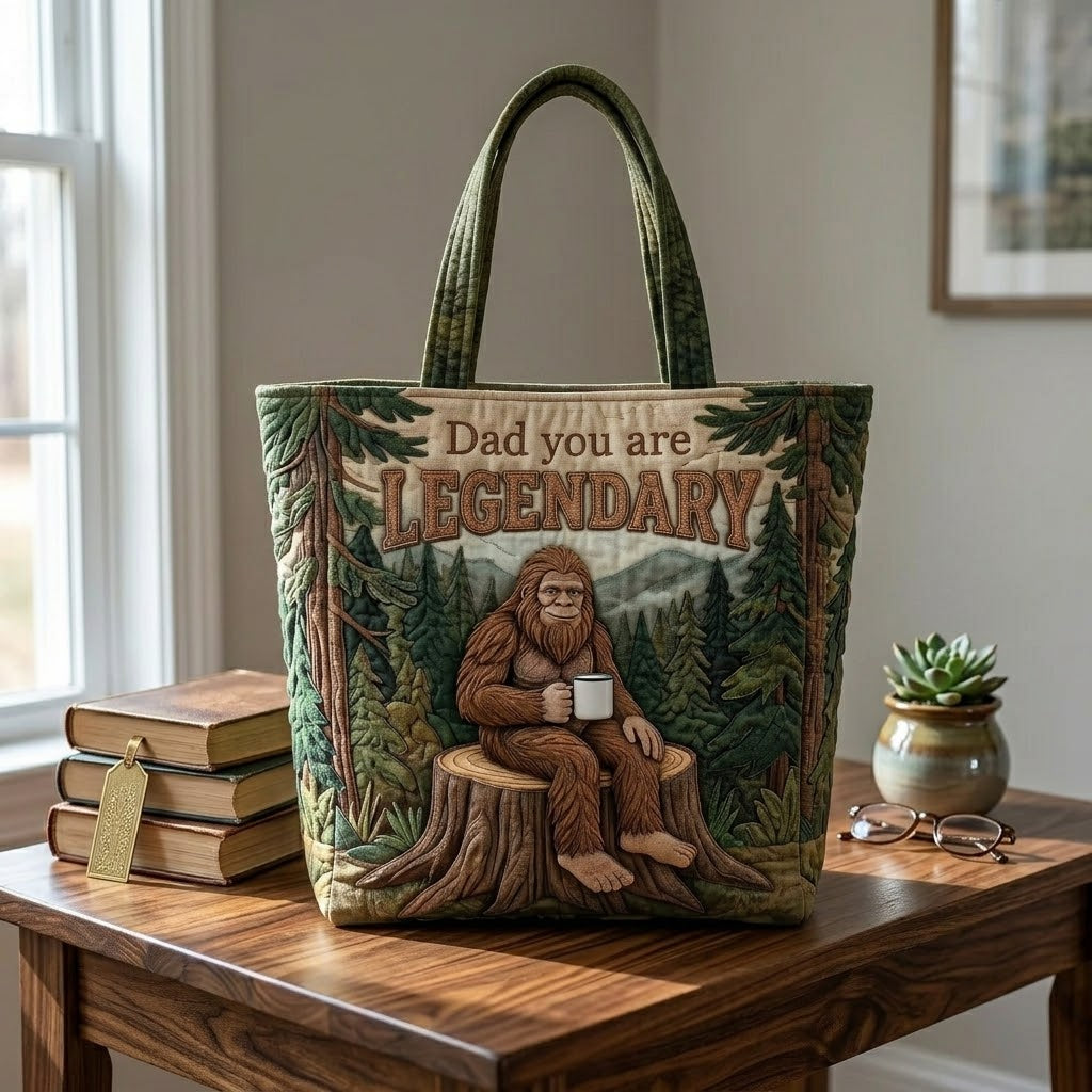 Personalized Quilted Tote Bag Sasquatch Gift for Dad