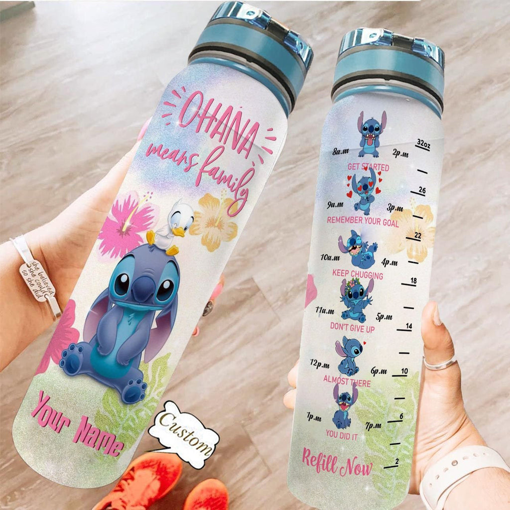Personalized Ohana Water Tracker Bottle Custom Name Gift Water Tracker Bottle GradoCreations