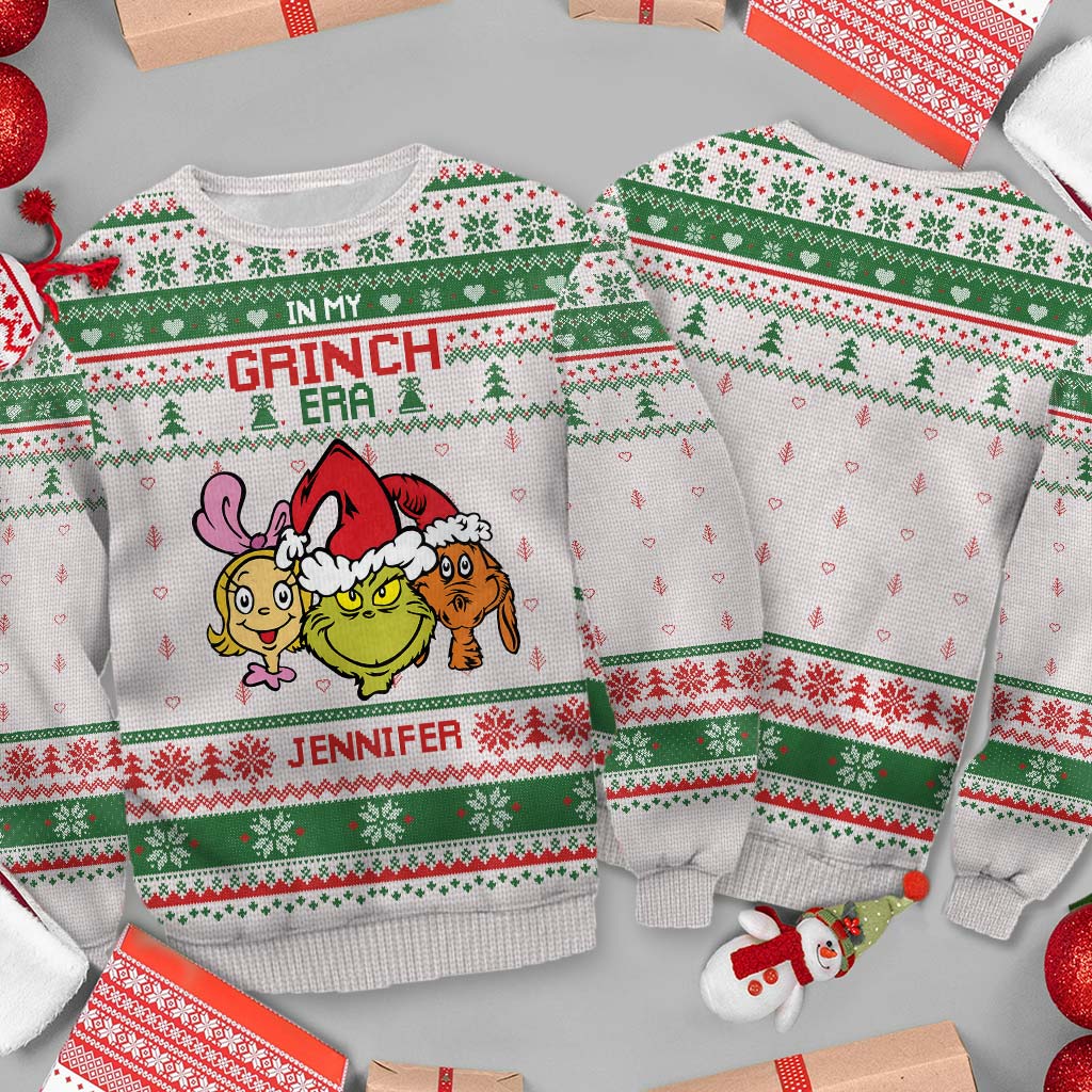Personalized Grinch Era Ugly Sweater Custom Name Gift for Kids Ugly Sweater GradoCreations