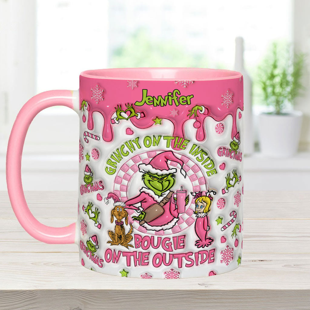 Personalized Christmas Accent Mug Grinchy On The Inside Gift Accent Mug GradoCreations