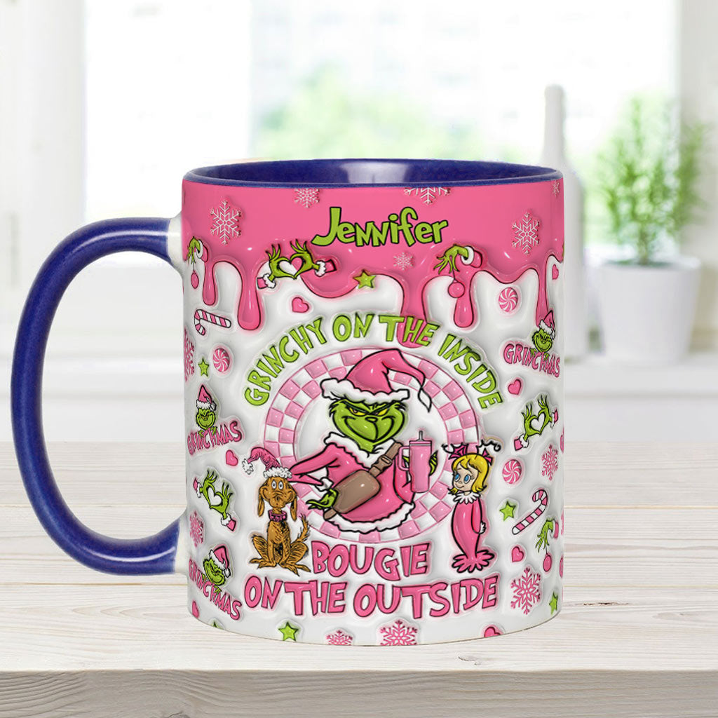 Personalized Christmas Accent Mug Grinchy On The Inside Gift Accent Mug GradoCreations