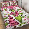 Personalized Grinch Christmas Quilt Set with Pillow Covers Quilt Set GradoCreations