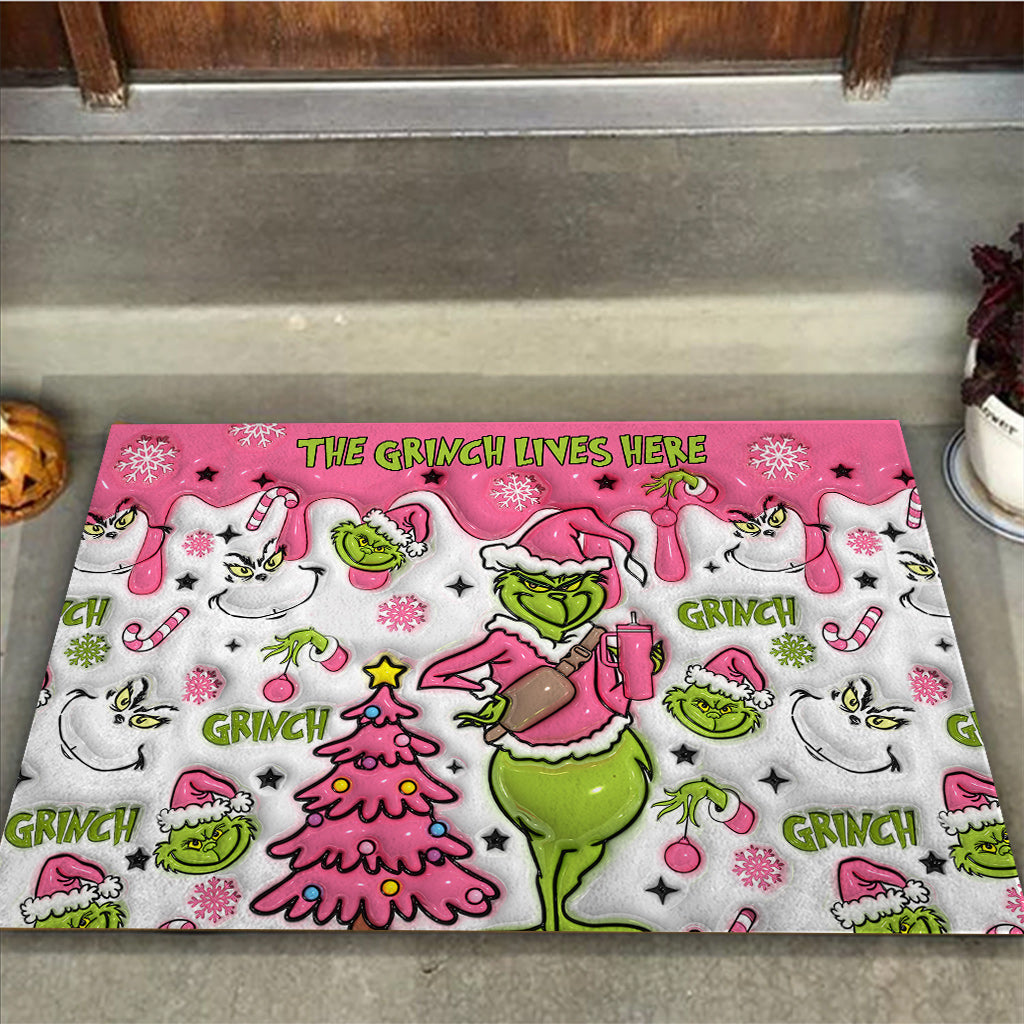 Personalized Grinch Christmas Doormat Custom Family Name Doormat GradoCreations