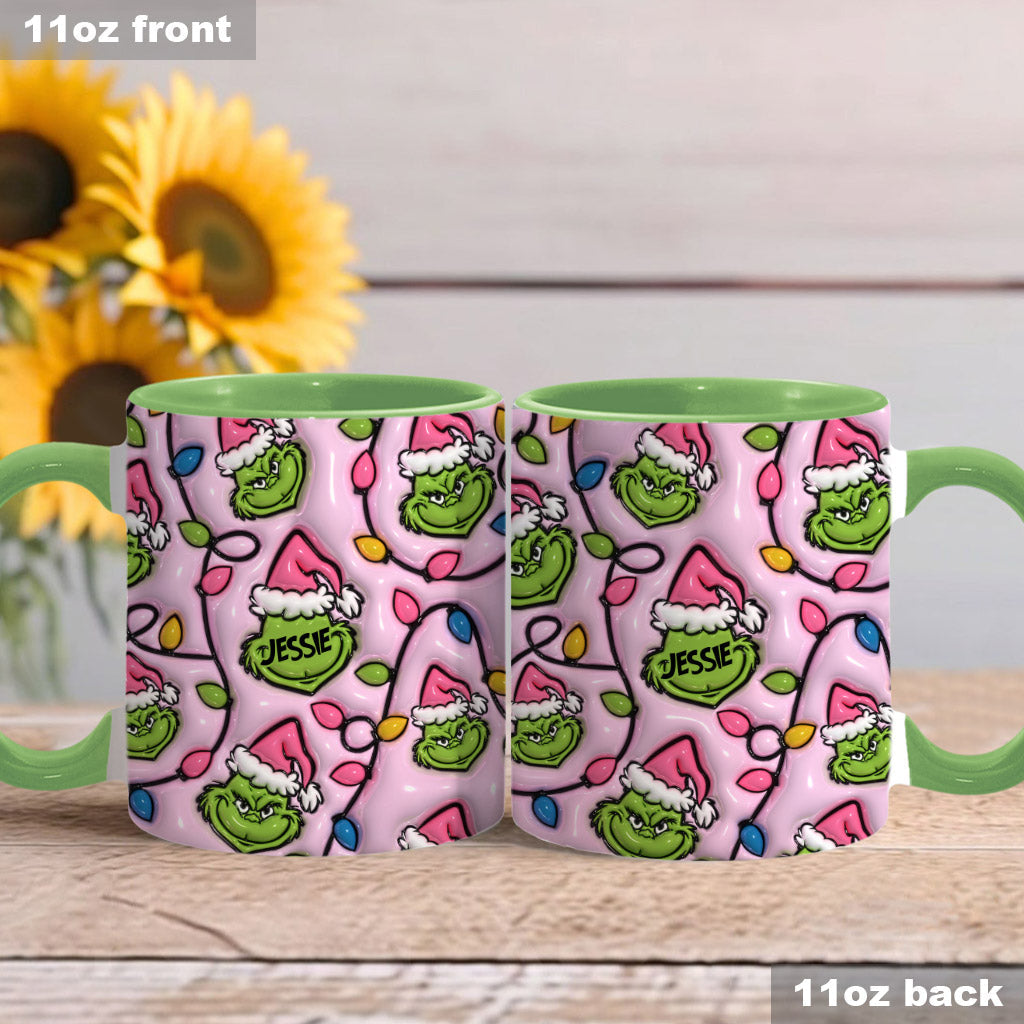 Personalized Christmas Accent Mug with Grinch Design for Kids Accent Mug GradoCreations
