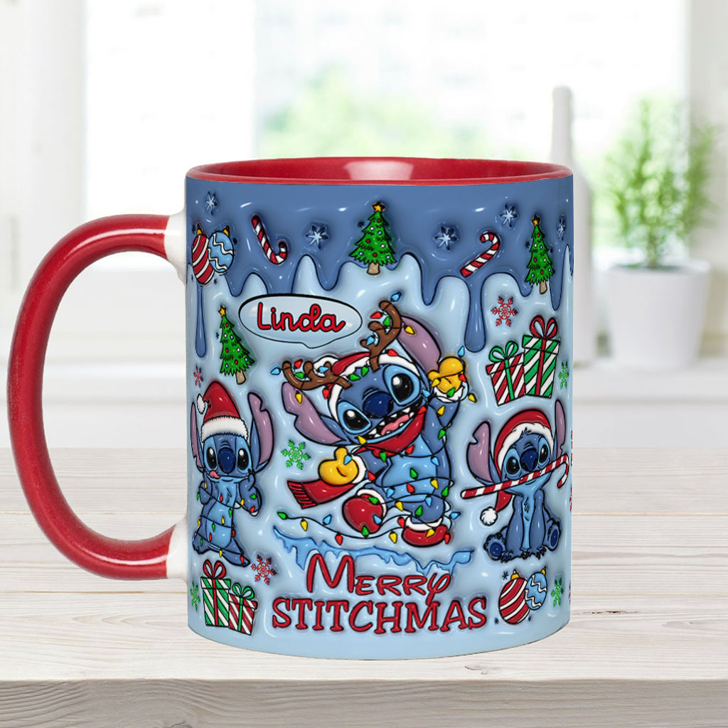 Personalized Merry Stitchmas Ohana Accent Mug Gift for Mom Accent Mug GradoCreations