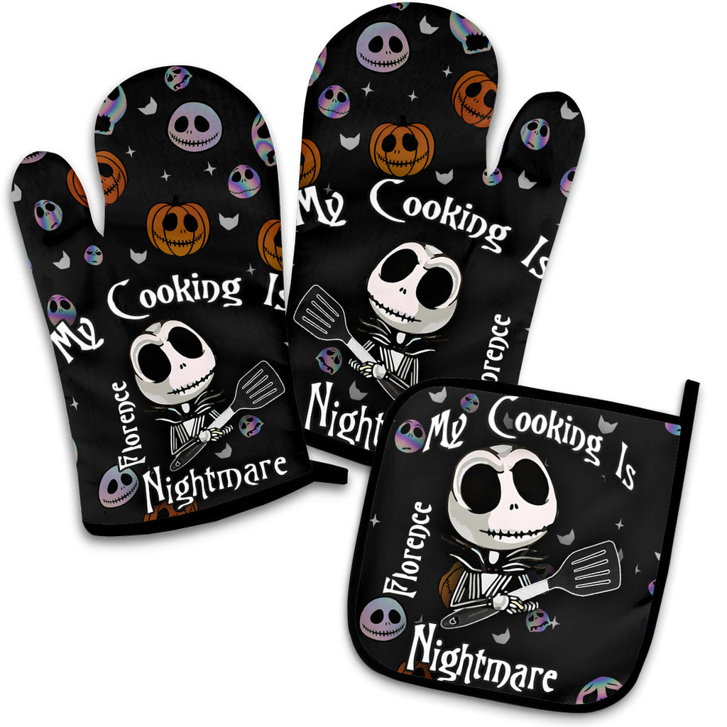 Personalized Nightmare Oven Mitt and Pot Holder Set Gift for Cooking Enthusiasts Oven Mitts & Pot Holder Set GradoCreations