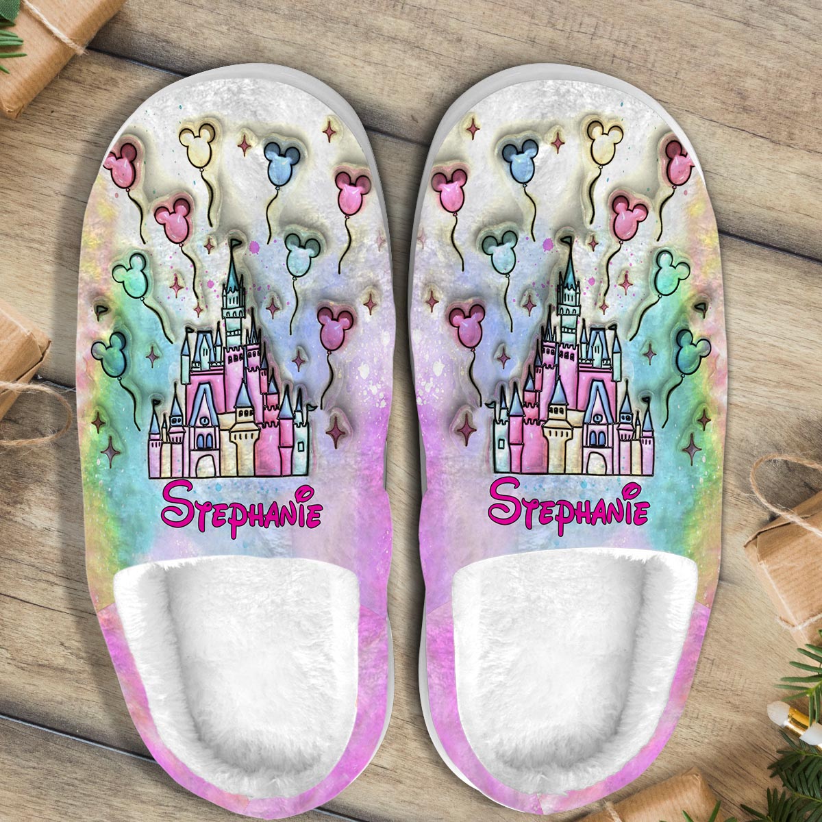 Personalized Cozy Mouse Slippers Custom Design Gift Slippers GradoCreations