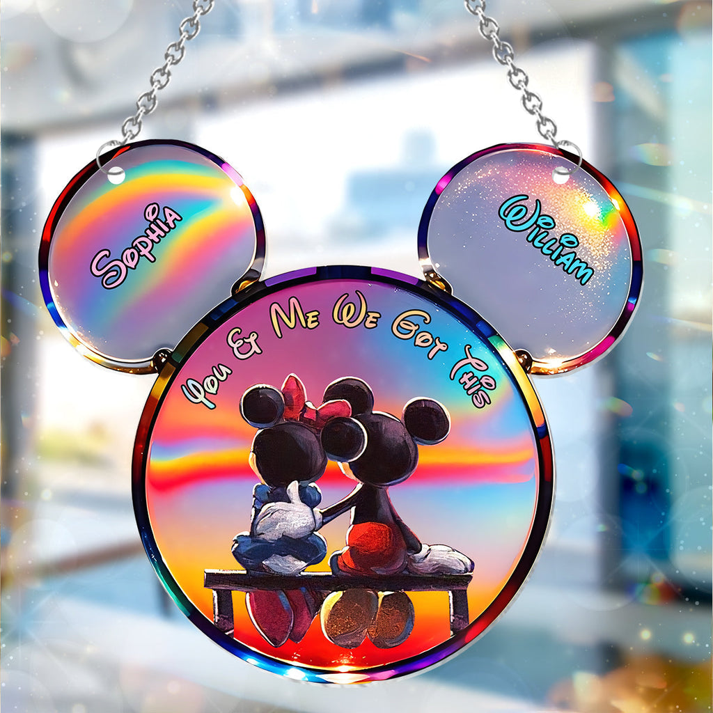 Personalized Mickey Mouse Suncatcher Ornament Custom Gift for Couples Window Hanging Suncatcher Ornament GradoCreations