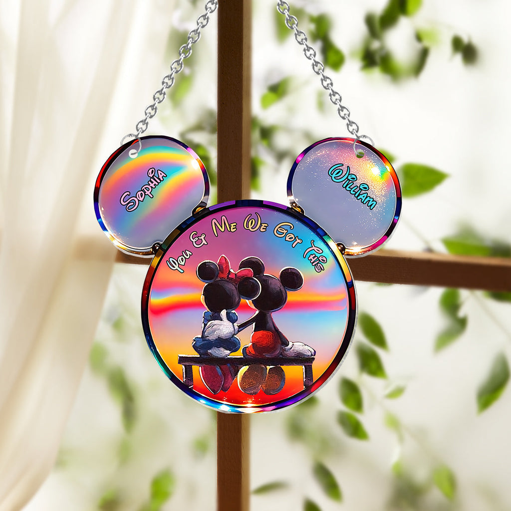 Personalized Mickey Mouse Suncatcher Ornament Custom Gift for Couples Window Hanging Suncatcher Ornament GradoCreations