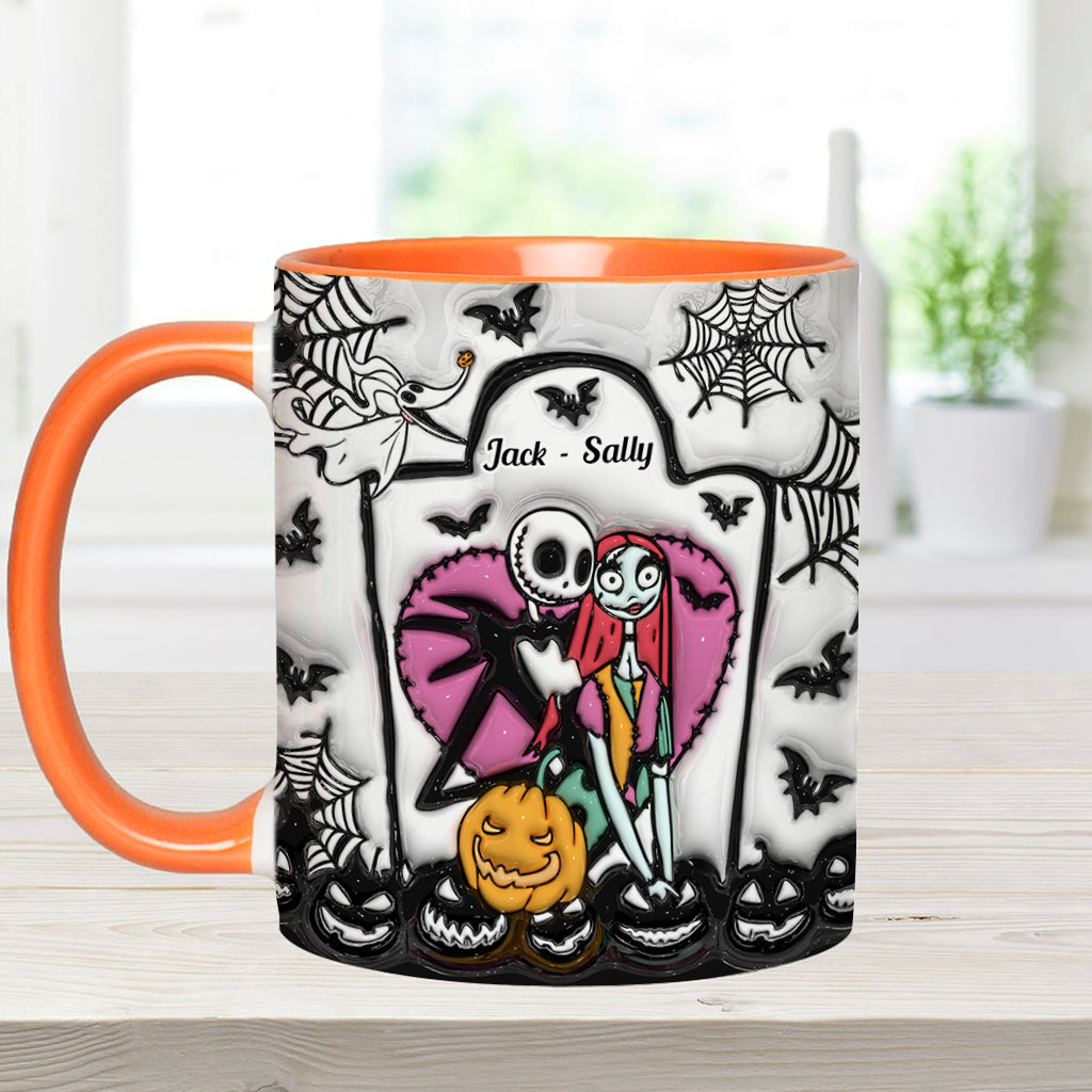 Personalized Halloween Accent Mug Custom Couples Gift for Jack and Sally Accent Mug GradoCreations