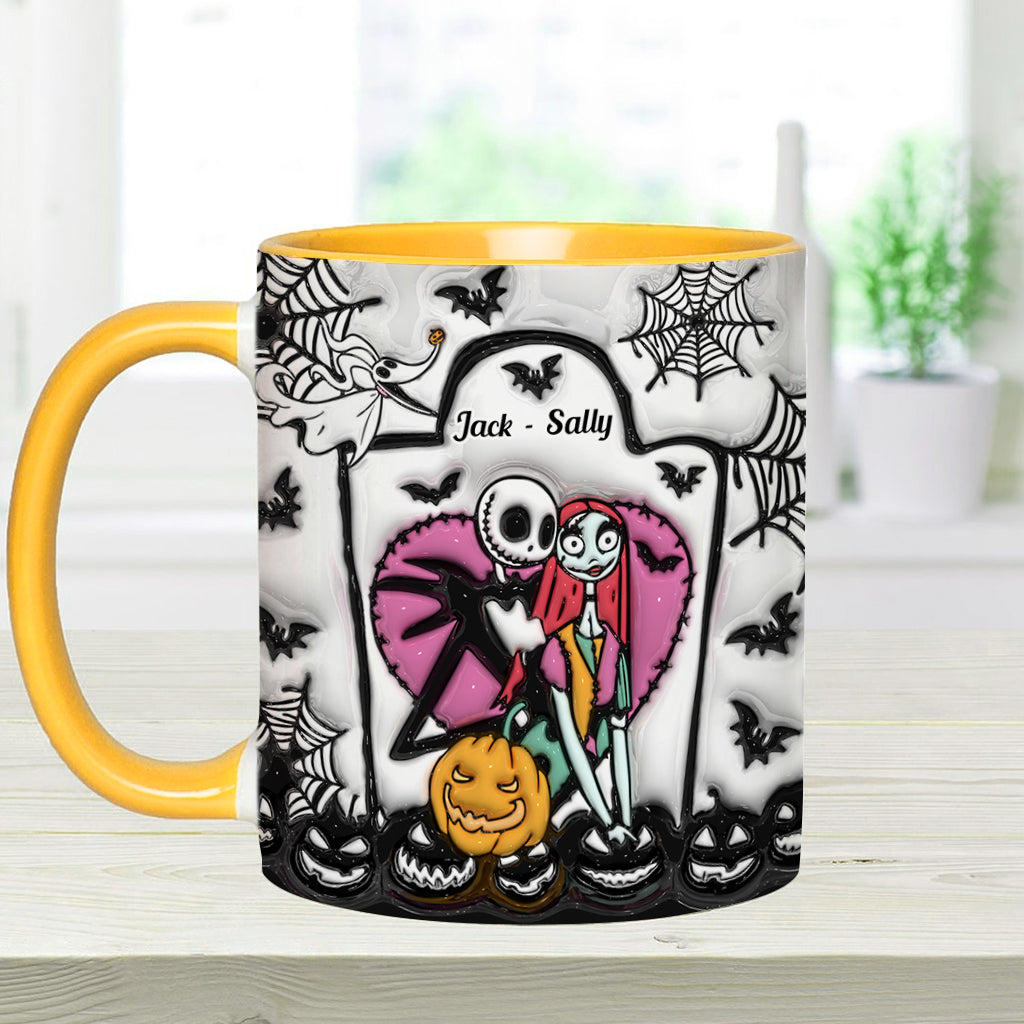 Personalized Halloween Accent Mug Custom Couples Gift for Jack and Sally Accent Mug GradoCreations