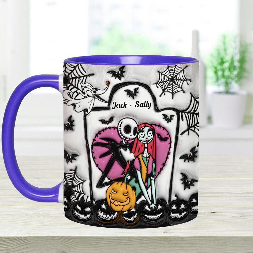 Personalized Halloween Accent Mug Custom Couples Gift for Jack and Sally Accent Mug GradoCreations