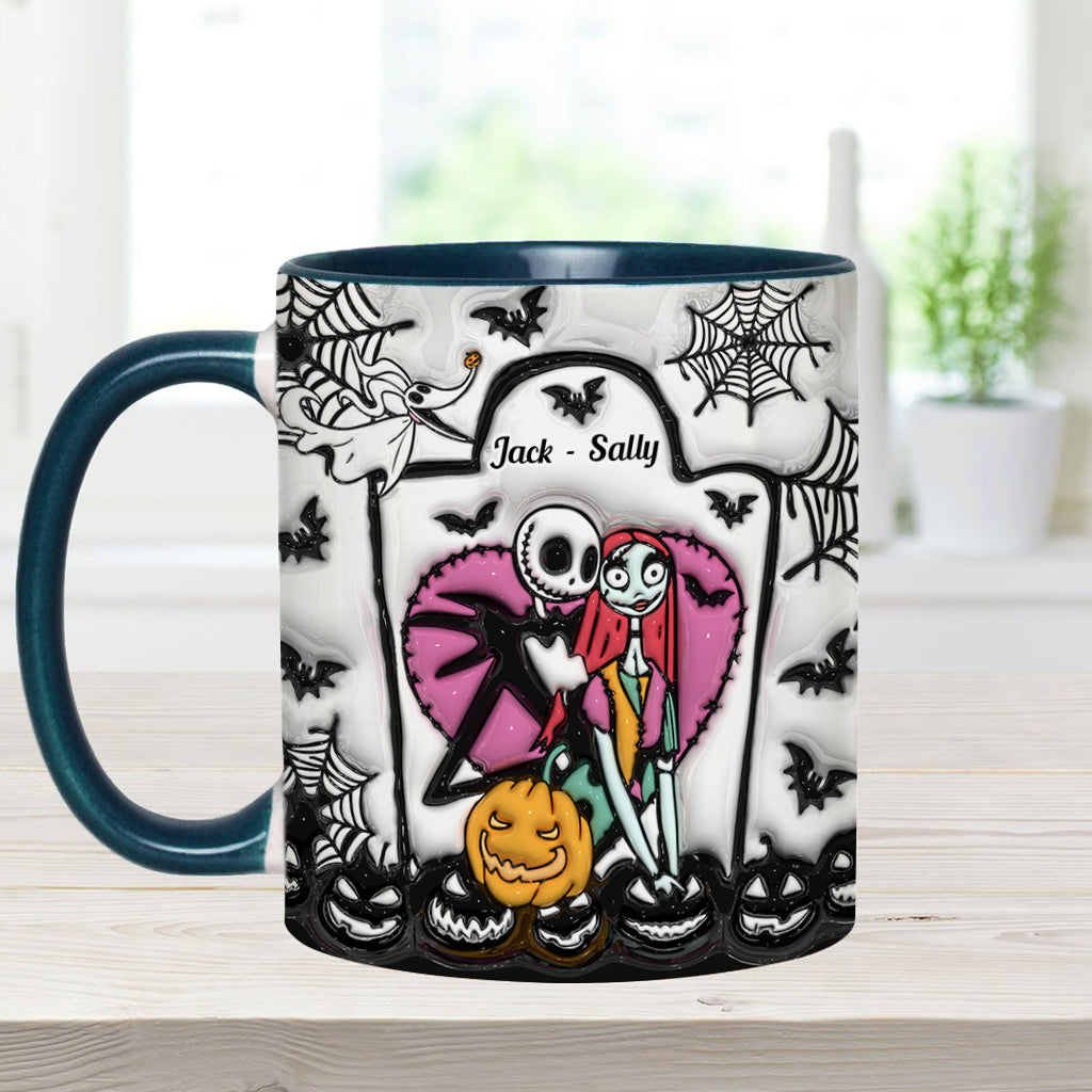 Personalized Halloween Accent Mug Custom Couples Gift for Jack and Sally Accent Mug GradoCreations