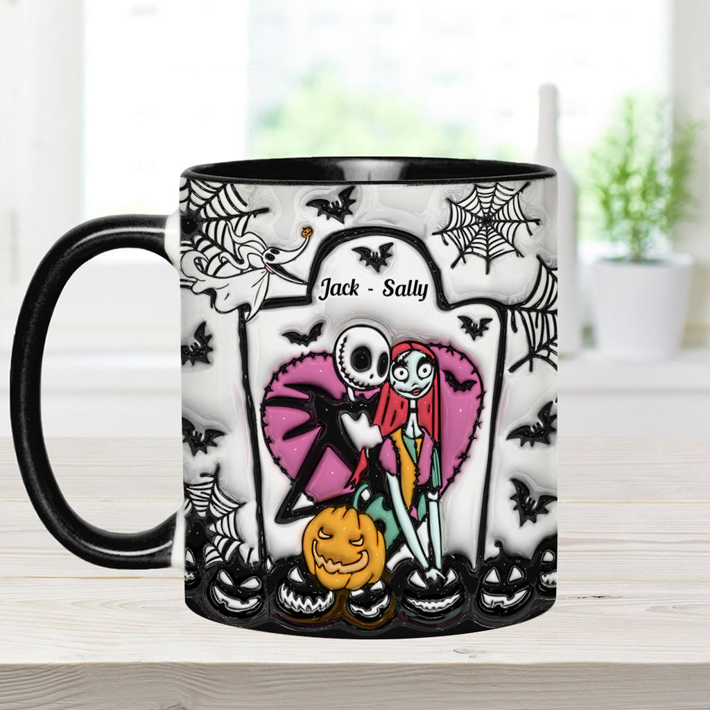 Personalized Halloween Accent Mug Custom Couples Gift for Jack and Sally Accent Mug GradoCreations