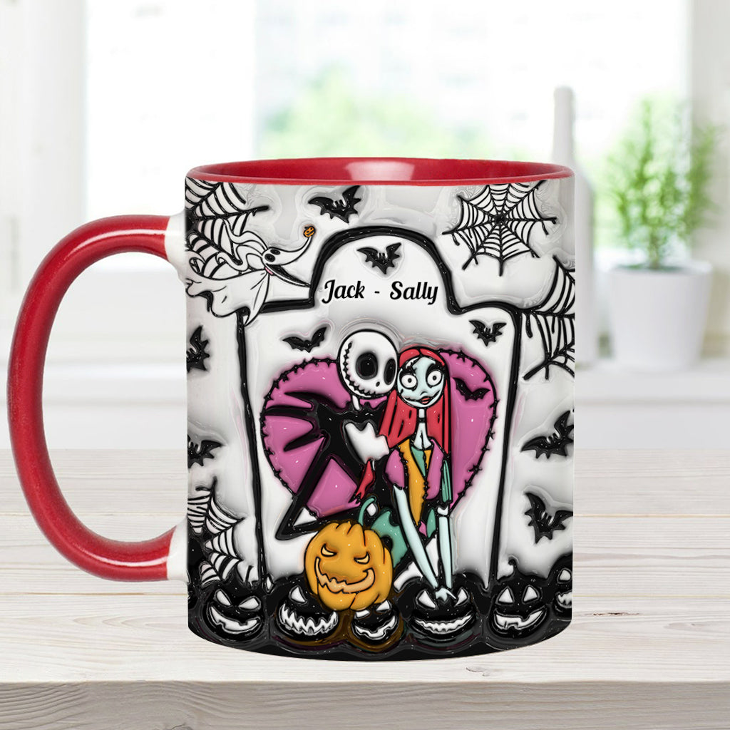 Personalized Halloween Accent Mug Custom Couples Gift for Jack and Sally Accent Mug GradoCreations