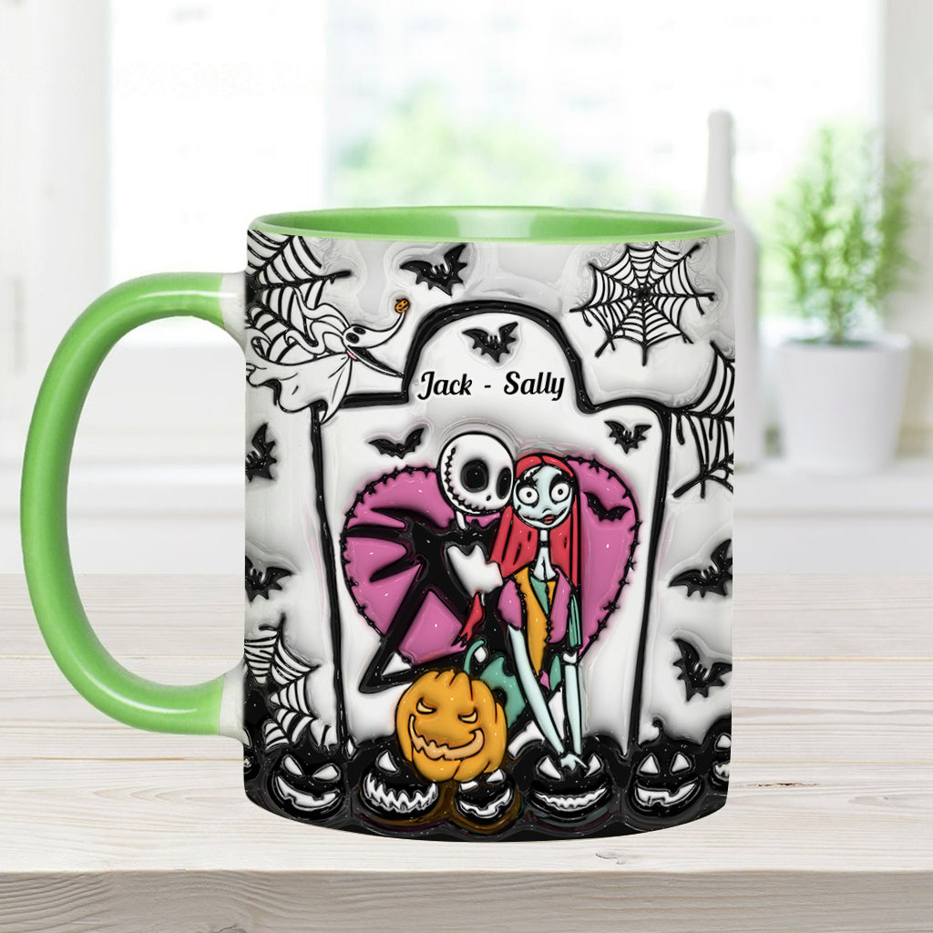 Personalized Halloween Accent Mug Custom Couples Gift for Jack and Sally Accent Mug GradoCreations